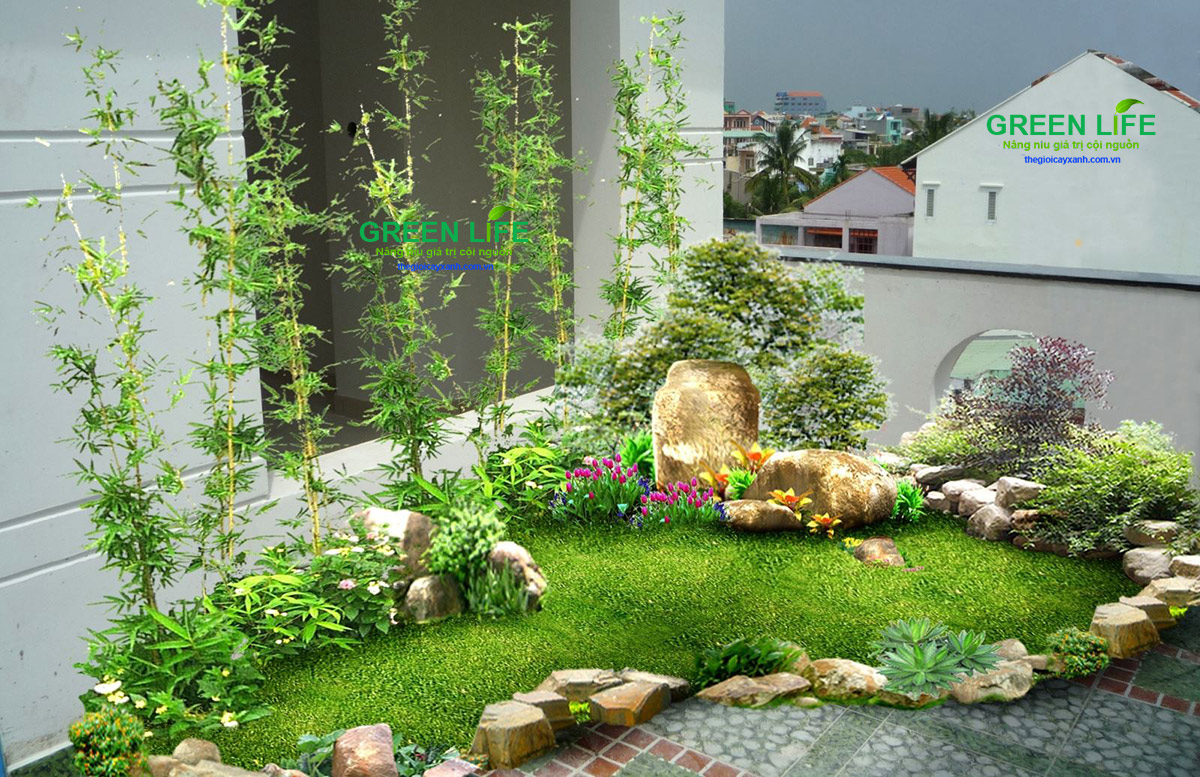 Với thiết kế tiểu cảnh sân vườn chuyên nghiệp, không gian xanh của bạn sẽ trở nên đẹp đến kinh ngạc. Hãy thưởng thức một không gian sống đầy màu sắc và thư giãn.